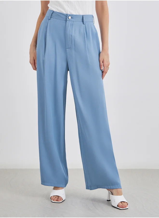 Styli Styli Tailored Wide Leg Denim Pants