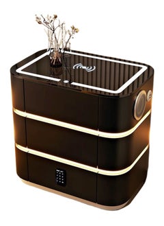 keke Multifunctional Three drawers Bedside Table with LED Lighting, Wireless Charging, Password Lock, Speaker and USB Port  - Image 1