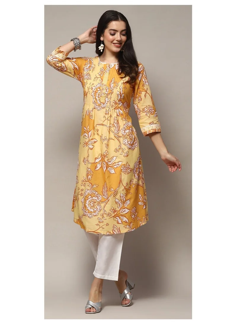 بيبا كورتا قطن أصفر مستقيم