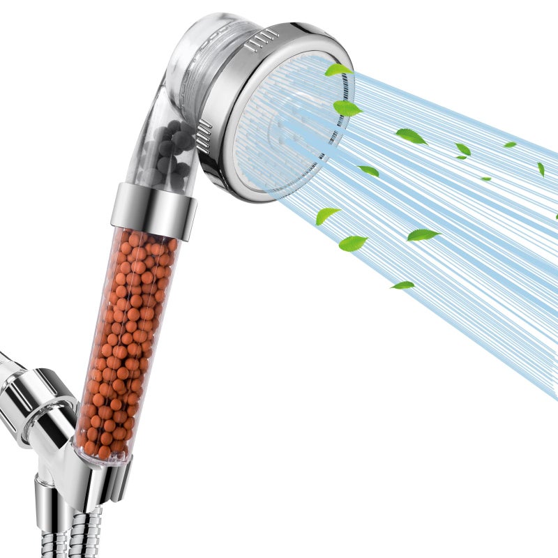 Luxsego Filtered Shower Head for Hard Water High Pressure 3 Modes Shower Heads with Handheld Spray Water Softener Showerhead Set with Mineral Beads to Remove Chlorine Fluoride for Dry Hair Skin