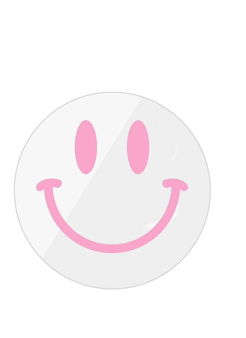 11.8 Inches Acrylic Smiley Face Mirror, Wall-Mounted Smile Face Mirror, Round Room Decor Mirror, Suitable for Living Room Bedroom Dressing Table Bathroom Decor (Pink) - Image 2