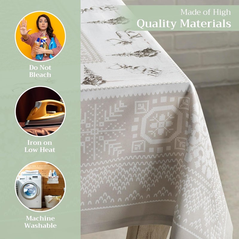 Maison d' Hermine Maison d Hermine Table Cloth Rectangle Table 100 Cotton 60 x 120 Inches Tablecloth Reusable Decorative Everyday Use for Dining Room Farmhouse Home Party Festive  Wedding  Cozy Christmas - Image 3