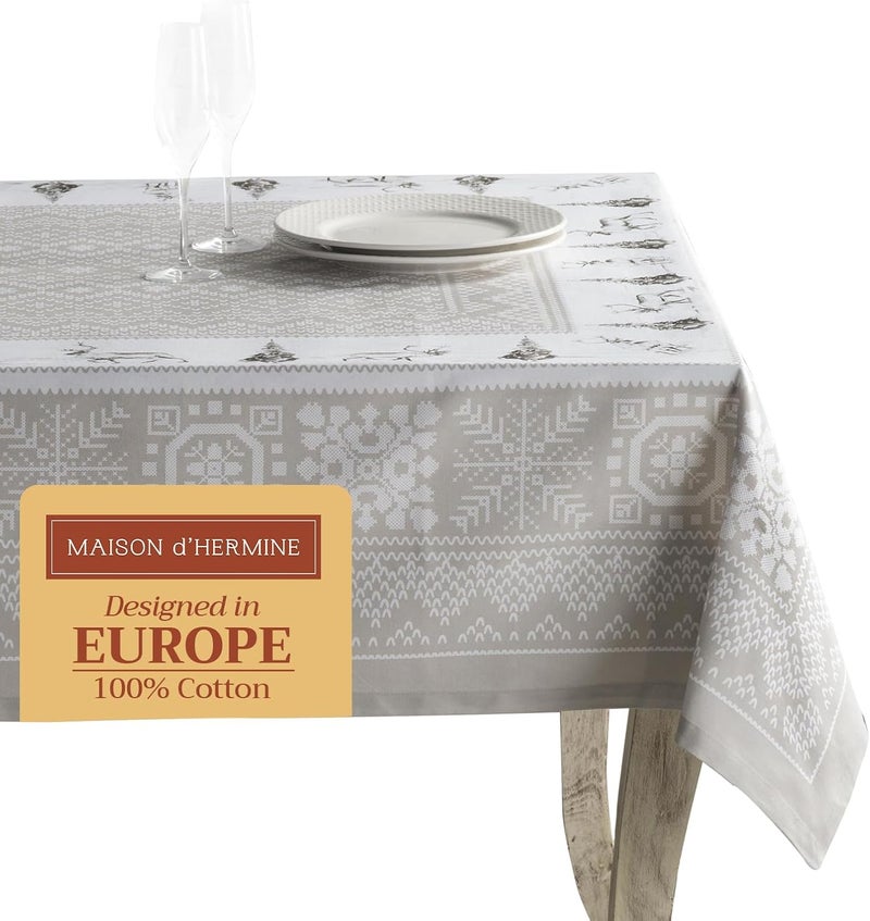 Maison d' Hermine Maison d Hermine Table Cloth Rectangle Table 100 Cotton 60 x 120 Inches Tablecloth Reusable Decorative Everyday Use for Dining Room Farmhouse Home Party Festive  Wedding  Cozy Christmas - Image 1