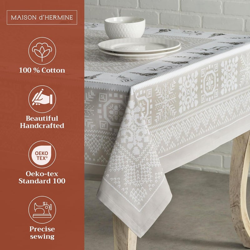 Maison d' Hermine Maison d Hermine Table Cloth Rectangle Table 100 Cotton 60 x 120 Inches Tablecloth Reusable Decorative Everyday Use for Dining Room Farmhouse Home Party Festive  Wedding  Cozy Christmas - Image 2