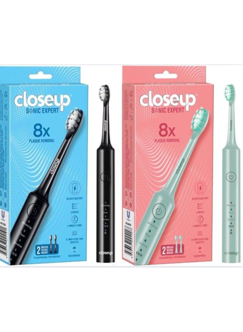 Closeup Sonic Expert Green Rechargeable Toothbrush +Sonic Expert Black Rechargeable Toothbrush - Image 1