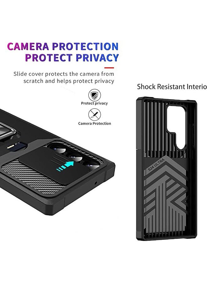 For Samsung Galaxy S24 Ultra Case with Card Holder, Galaxy S24 Ultra Case with Slide Camera Cover and 360° Rotate Ring Kickstand Magnetic car mount Phone Cover Case for Samsung Galaxy S24 Ultra（Black） - pzsku/ZD3C4207CBFA13604259AZ/45/_/1705924330/25588aab-2c54-4c4d-81e1-59126694155e