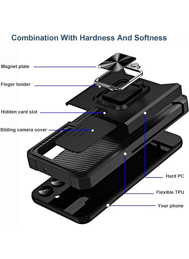 For Samsung Galaxy S24 Ultra Case with Card Holder, Galaxy S24 Ultra Case with Slide Camera Cover and 360° Rotate Ring Kickstand Magnetic car mount Phone Cover Case for Samsung Galaxy S24 Ultra（Black） - pzsku/ZD3C4207CBFA13604259AZ/45/_/1705924332/3aca3483-4cfb-485a-b799-2eb82fb68f4d