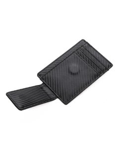 NIBEMINENT Carbon Fiber Cowhide Ultra Thin Leather Wallet Card Black  - Image 3