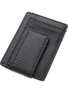 NIBEMINENT Carbon Fiber Cowhide Ultra Thin Leather Wallet Card Black  - Image 2