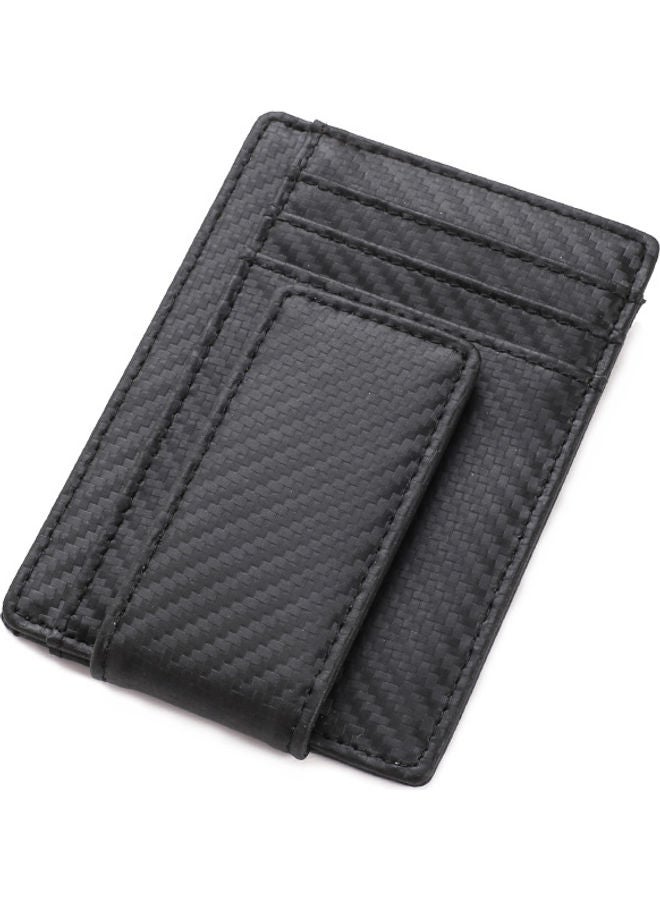 NIBEMINENT Carbon Fiber Cowhide Ultra Thin Leather Wallet Card Black  - Image 2