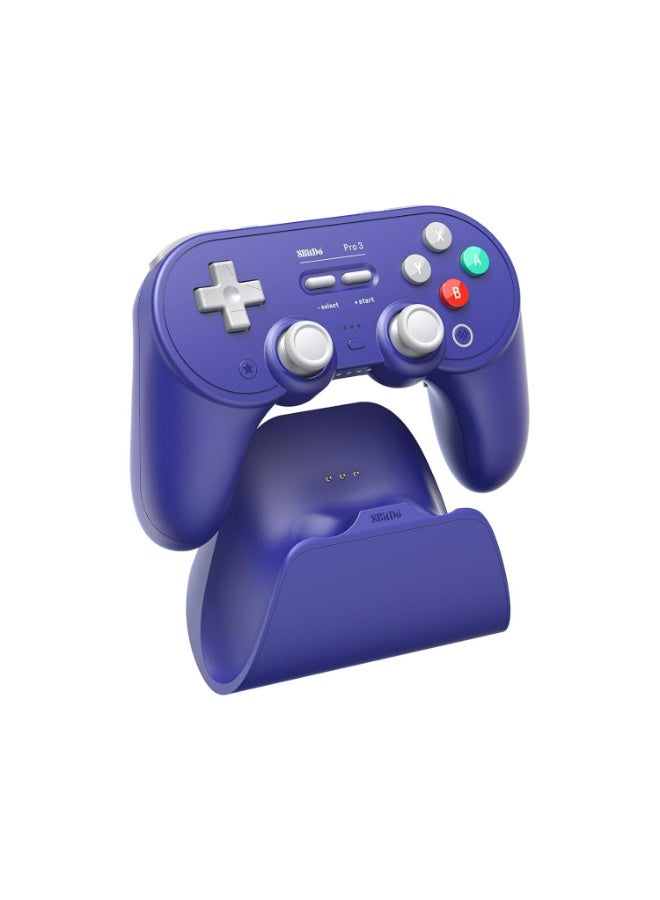 8BitDo Pro 3 Bluetooth Controller for Switch/Switch 2 – TMR Joysticks, Swappable ABXY Buttons, Pro Back Buttons, Charging Dock, Hall Effect Triggers, for Windows, Apple, SteamOS, Android - Purple - Image 2