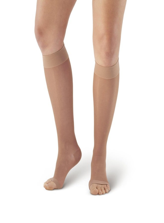 Ames Walker AW Style 41 Sheer Support 15-20 mmHg Moderate Compression Open Toe Knee High Stockings Nude Small - Image 1