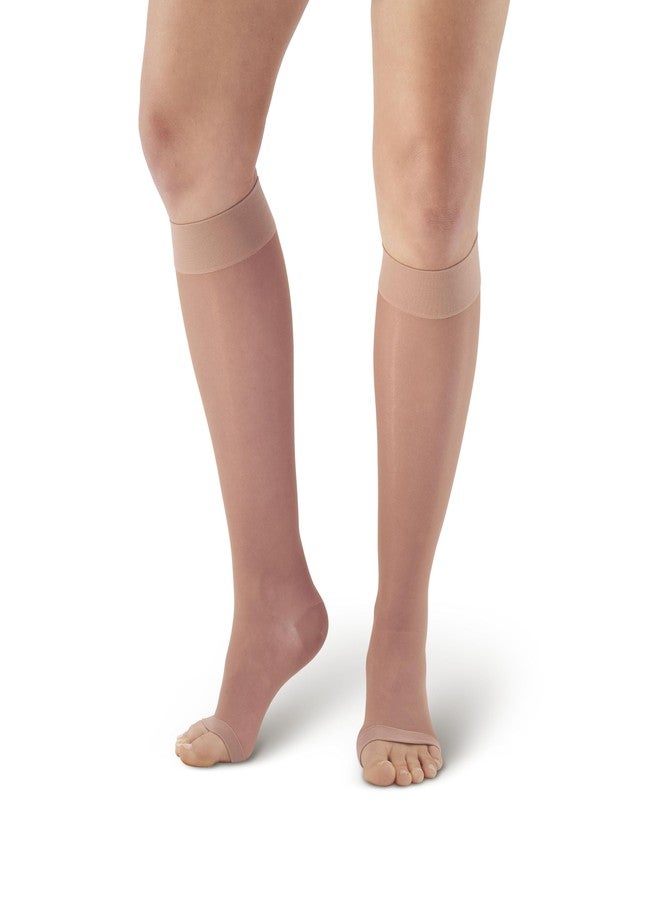 Ames Walker AW Style 41 Sheer Support 15-20 mmHg Moderate Compression Open Toe Knee High Stockings Nude Small - Image 3