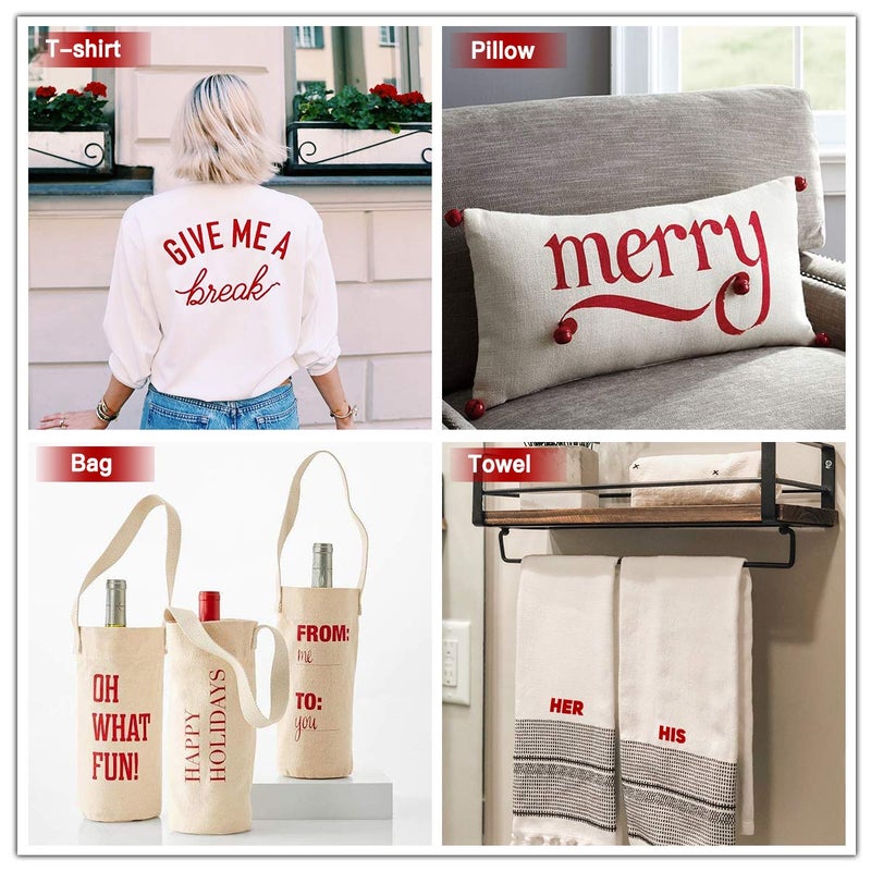 HTVRONT Heat Transfer Vinyl - 12" x 15ft Red Iron-On, Easy-Cut & Weed Vinyl for Any Shirts & Design - Image 2