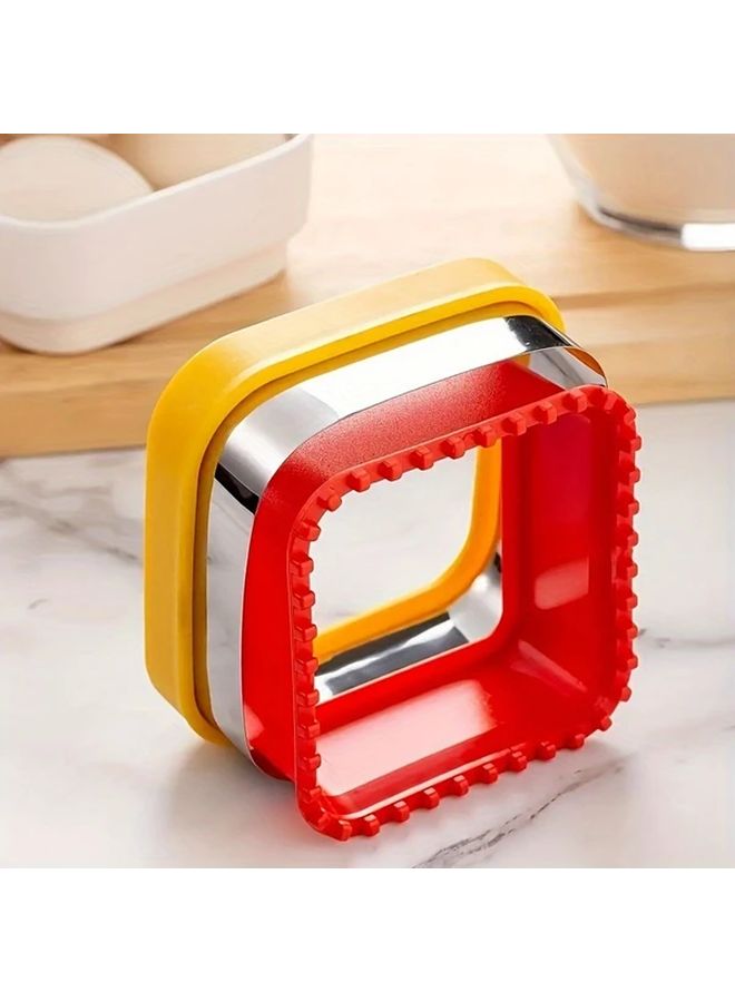 1pc Stainless Steel Sandwich Cutter Sealer Yellow Red Dual Function Lunchbox Baking Tool - Image 5