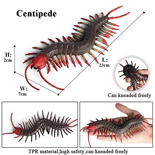 RCOMG 3PCS Rubber Insect Animal TPR Super Stretchy Bug Figures Bath Pool Toy with Spider Scorpion Centipede Party Supplies Squishy Wildlife Model Figurine for Collection Gift DecorationCake Topper - Image 5