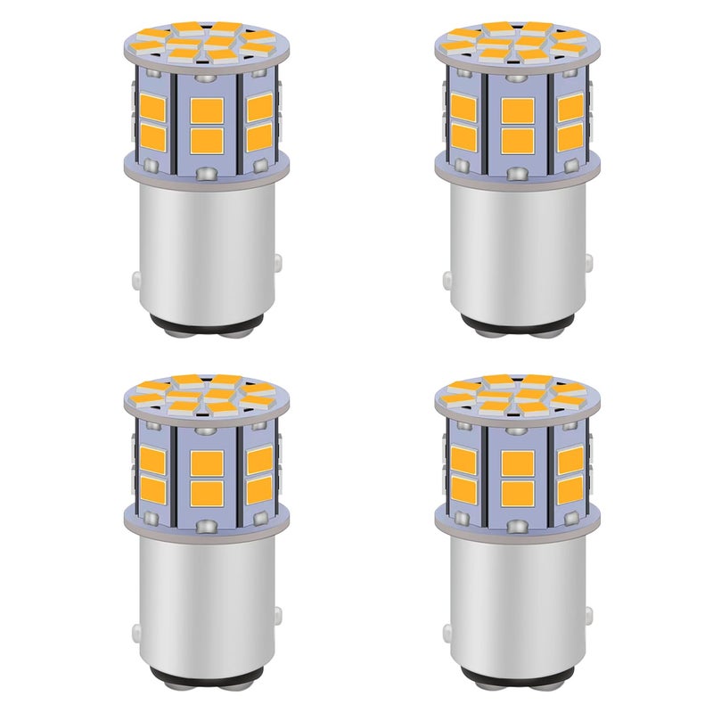 LEDYOTRY 1157 LED Bulb Amber Yellow, Super Bright 2357 BAY15D 7528 2057 LED Bulbs for Turn Signal Blinker Parking DRL Brake Tail Lights, Pack of 4 - Image 1
