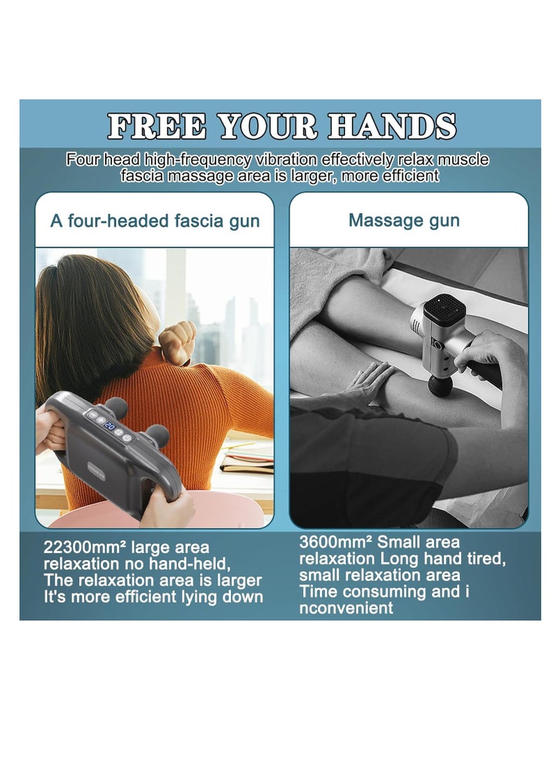 Tusao 4 Heads Deep Tissue Muscle Massager, Muscle Massager with 20 Intensities and 6 Massage Modes, 4 Heads Back Massager for Back, Leg, Neck, Shoulder and Body Pain Relief multicolour - Image 5