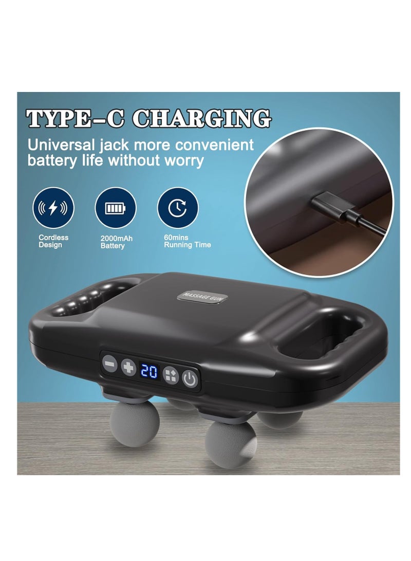 Tusao 4 Heads Deep Tissue Muscle Massager, Muscle Massager with 20 Intensities and 6 Massage Modes, 4 Heads Back Massager for Back, Leg, Neck, Shoulder and Body Pain Relief multicolour - Image 4