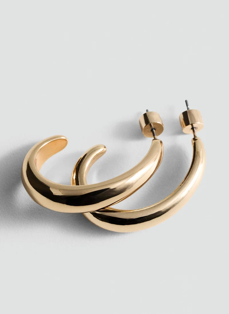 MANGO Thin Oval Hoop Earrings