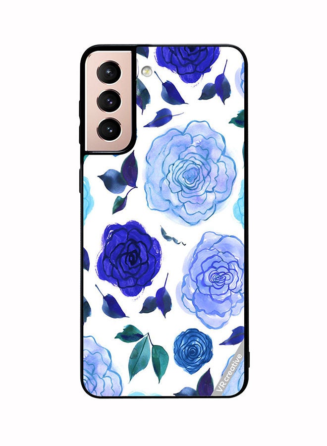 VR CREATIVE Protective Case Cover For Samsung Galaxy S21 5G Blue Smot Flower Design Multicolour - Image 1