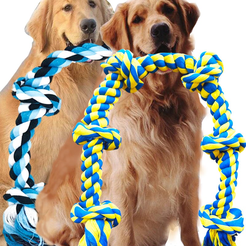 Fejapa 6 Knot 2 Pack 36 Feet Giant Large Dog Chew Rope Toy for Aggressive Chewer Power Heavy Duty Tug of War Play Chewing Tugging Tough Knotted XL Long Rope Pulling Pitbull Large Breed Medium Big Dog - Image 2