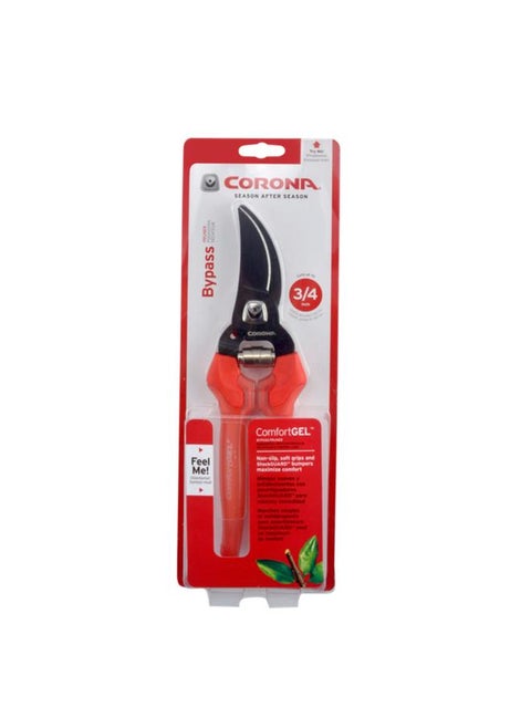 Corona Comfort Gel Bypass Pruner with Ergonomic Non-Slip Handle Red and Black 3/4inch