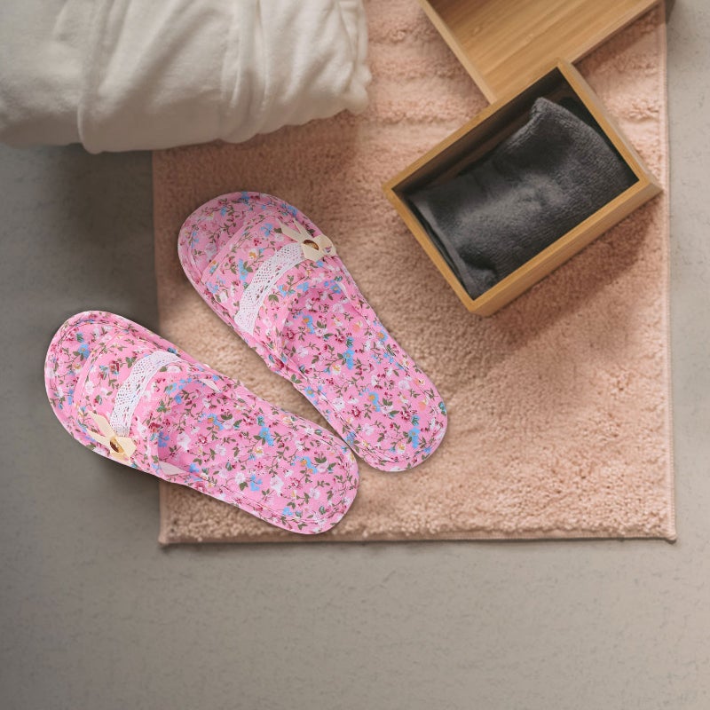 1 Pair Slippers Lightweight Washable Portable Slippers Fabric Bottom House Slippers - Image 2