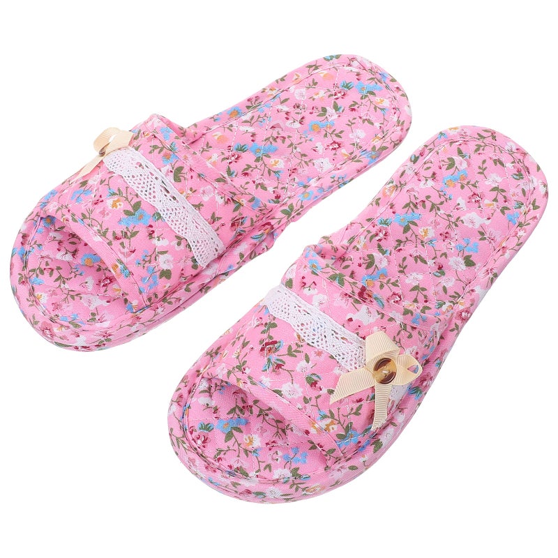 1 Pair Slippers Lightweight Washable Portable Slippers Fabric Bottom House Slippers - Image 1