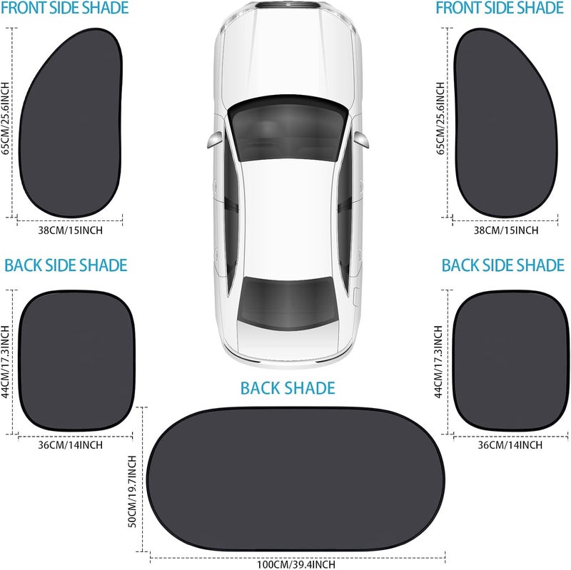 Tallew 5 Pieces Car Window Shade Set with UV Rays Sun Visor Protector - Image 3