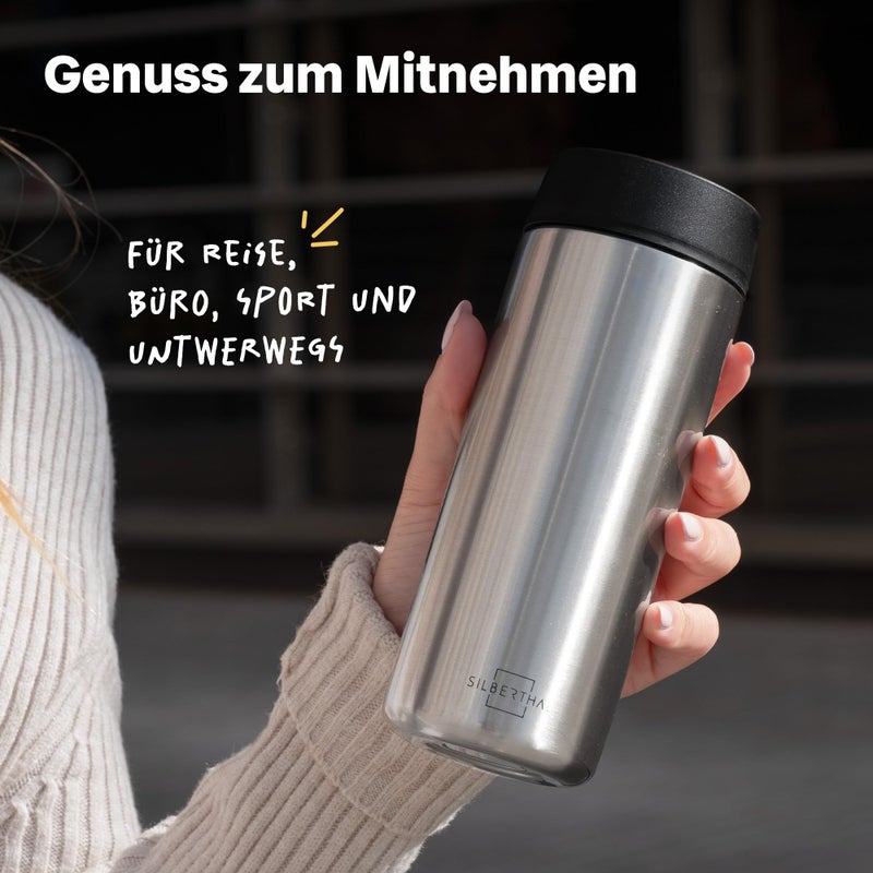 SILBERTHAL Thermal Travel Mug 350ml | Stainless Steel Coffee Travel Mug | Hot 6h and Cold 12h | Black - Image 2