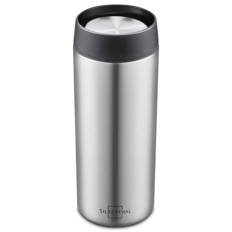 SILBERTHAL Thermal Travel Mug 350ml | Stainless Steel Coffee Travel Mug | Hot 6h and Cold 12h | Black - Image 1