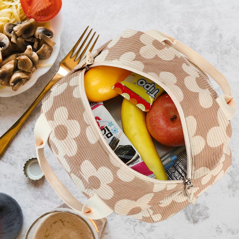 Bluboon Lunch Bag for Women Men Cute Corduroy Lunch Tote Bags Reusable Insulated Lunch Box Large Capacity Reusable Insulated Cooler for Work Picnic or Travel - Image 5