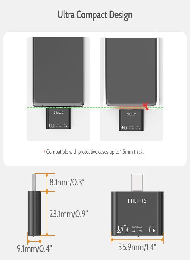 Cubilux USB C to TRRS MIC Adapter with Monitor, Type C Headphone Microphone Splitter, 3.5mm Audio MIC Connector for iPhone 16/15, iPad Pro 13/12.9/11, iPad Air 13/5th/4th, Galaxy, Pixel, Android Phone - Image 5