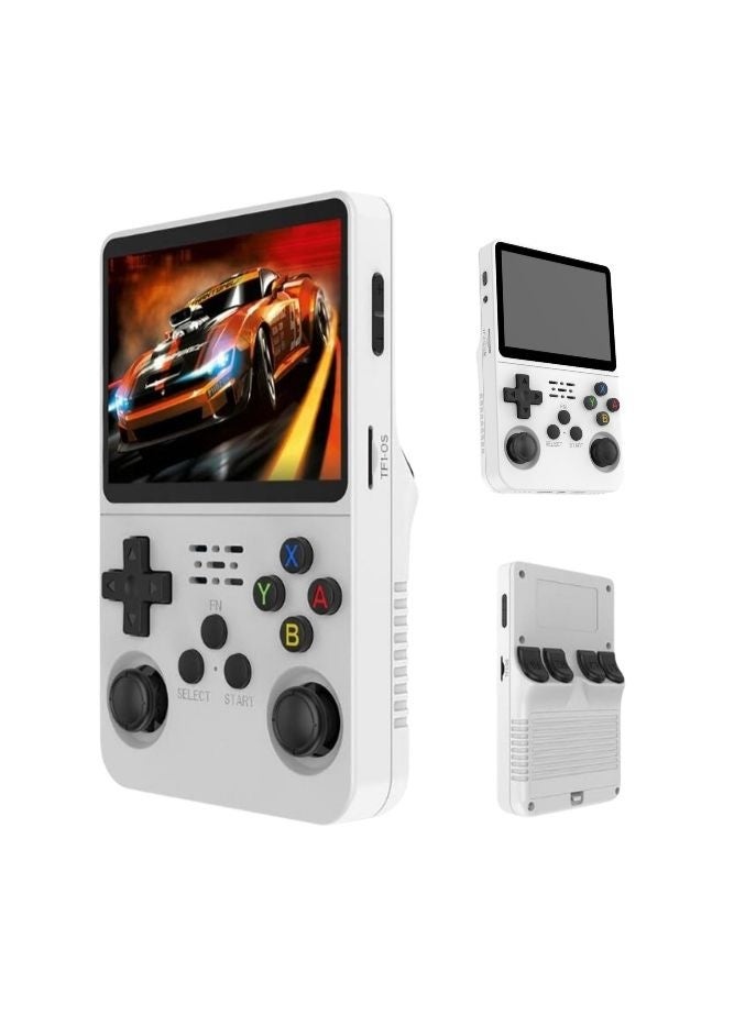 جهاز ألعاب محمول كلاسيكي R36S (سعة 64 جيجابايت، أكثر من 20000 لعبة) - شاشة IPS عالية الدقة 3.5 بوصة، محاكي محمول لأجهزة PSP وPS1 وN64 | جهاز ألعاب فيديو كلاسيكي صغير | عصا تحكم ثلاثية الأبعاد مزدوجة | جهاز ألعاب أبيض - هدية - Image 1