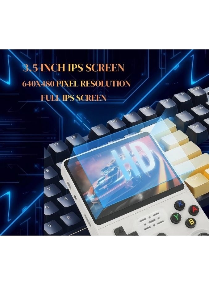 جهاز ألعاب محمول كلاسيكي R36S (سعة 64 جيجابايت، أكثر من 20000 لعبة) - شاشة IPS عالية الدقة 3.5 بوصة، محاكي محمول لأجهزة PSP وPS1 وN64 | جهاز ألعاب فيديو كلاسيكي صغير | عصا تحكم ثلاثية الأبعاد مزدوجة | جهاز ألعاب أبيض - هدية - Image 4