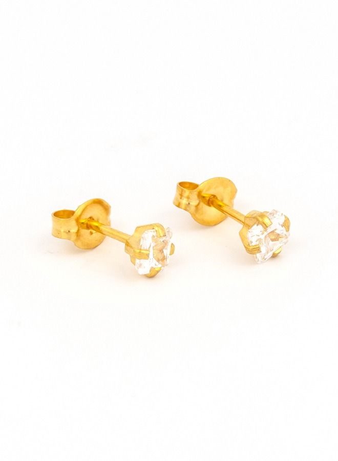 Studex 4*4MM Cubic Zirconia Princess Cut 24K Pure Gold Plated Ear Studs - Image 2