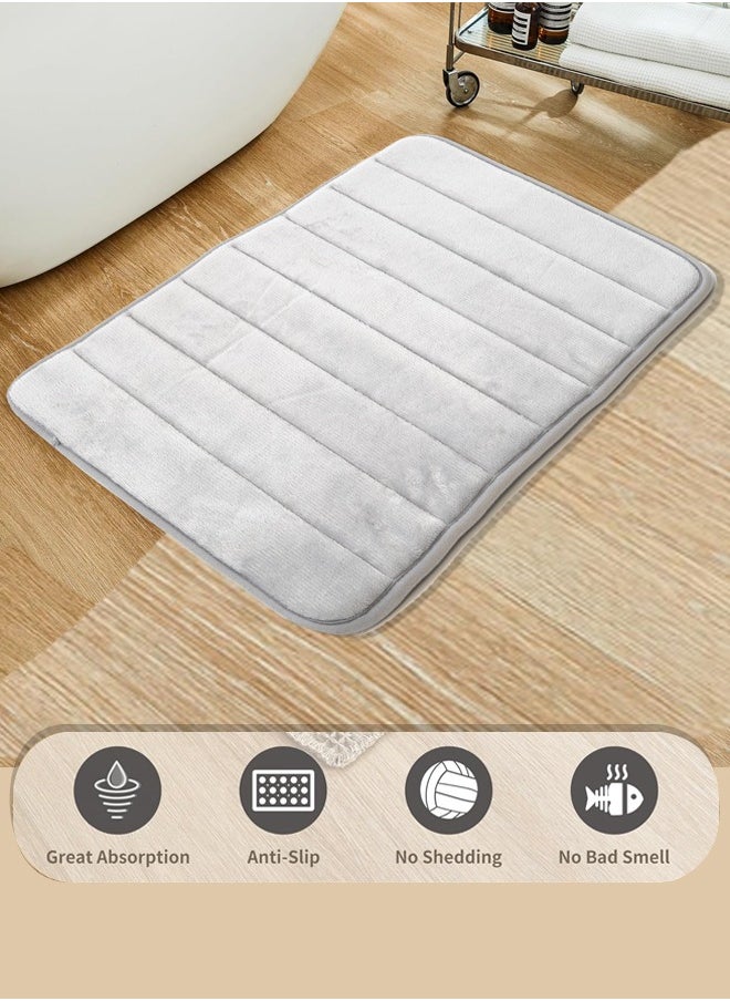Home Care - Home Care Foam Bathroom Rug Mat Ultra Soft and Absorbent Bath Mat, Machine Wash Dry, Comfortable Bath Rug Carpet for Bathroom Floor, Tub and Shower, (Grey) - Image 1