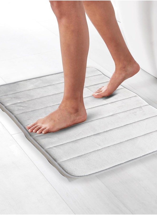 Home Care - Home Care Foam Bathroom Rug Mat Ultra Soft and Absorbent Bath Mat, Machine Wash Dry, Comfortable Bath Rug Carpet for Bathroom Floor, Tub and Shower, (Grey) - Image 1