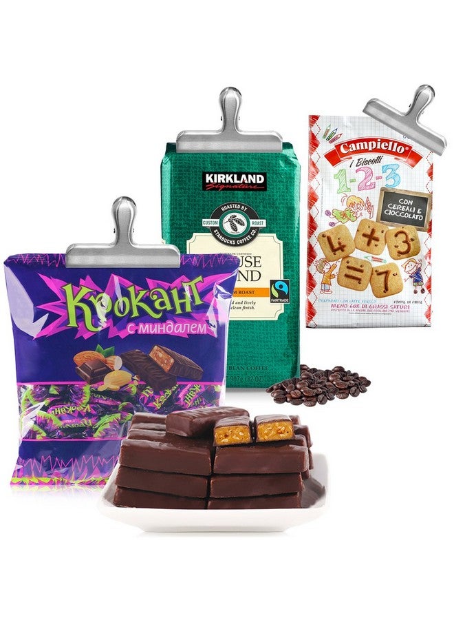 دانزي إكس مجموعة من 6 مشابك أكياس رقائق البطاطس المصنوعة من الفولاذ المقاوم للصدأ، عرض 4.7 بوصة، مقبض ختم ورقي كبير من DanziX لأكياس القهوة والطعام والخبز، للاستخدام في المطبخ والمنزل والمكتب - فضي - Image 3