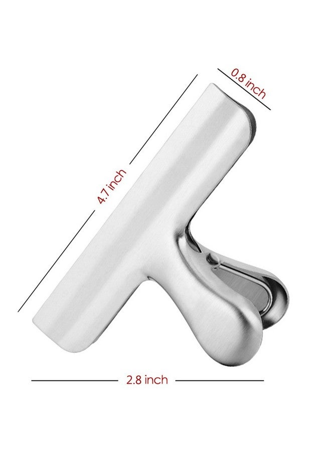 دانزي إكس مجموعة من 6 مشابك أكياس رقائق البطاطس المصنوعة من الفولاذ المقاوم للصدأ، عرض 4.7 بوصة، مقبض ختم ورقي كبير من DanziX لأكياس القهوة والطعام والخبز، للاستخدام في المطبخ والمنزل والمكتب - فضي - Image 4