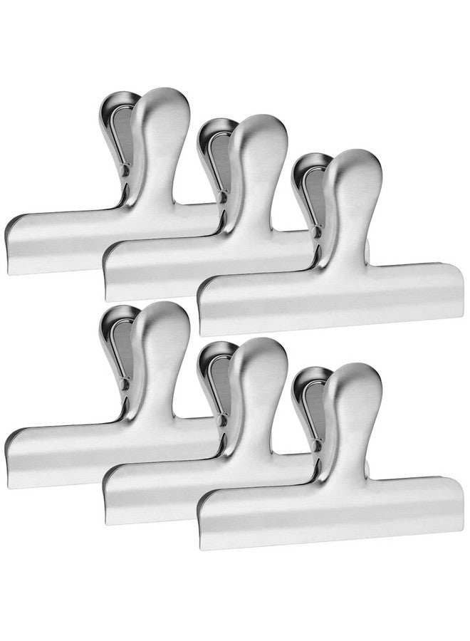 دانزي إكس مجموعة من 6 مشابك أكياس رقائق البطاطس المصنوعة من الفولاذ المقاوم للصدأ، عرض 4.7 بوصة، مقبض ختم ورقي كبير من DanziX لأكياس القهوة والطعام والخبز، للاستخدام في المطبخ والمنزل والمكتب - فضي - Image 1