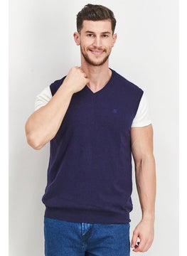Harmont & Blaine Men V-Neck Knit Sweatshirt, Navy  - Image 1