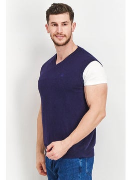 Harmont & Blaine Men V-Neck Knit Sweatshirt, Navy  - Image 2