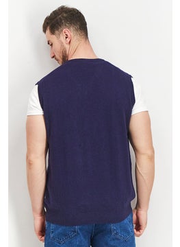 Harmont & Blaine Men V-Neck Knit Sweatshirt, Navy  - Image 4