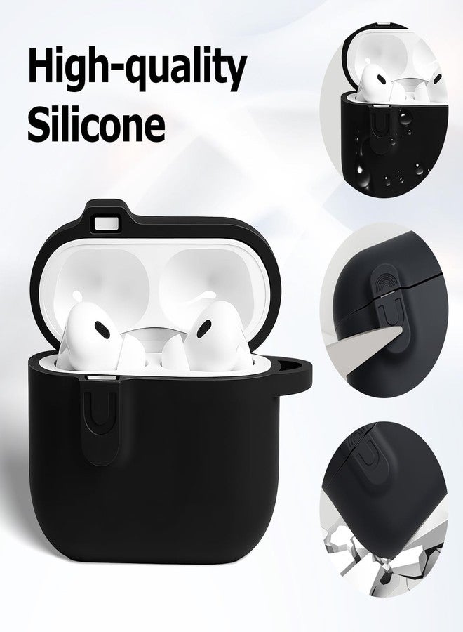 MOLOVA Compatible with AirPod Pro 3 Case Cover with Cleaner Kit, Soft Silicone Cover for AirPods Pro 3rd Generation Comes with Magnetic Lid Lock & Keychain-Solid for Women/Men,Black - Image 3