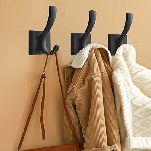 TOFIIGREM 3 Pack Black Towel Hooks, Towels Robe Holder for Bathroom Coat Hooks for Wall Hanging Key Hat Backpack (3 Pack, Black) - Image 3