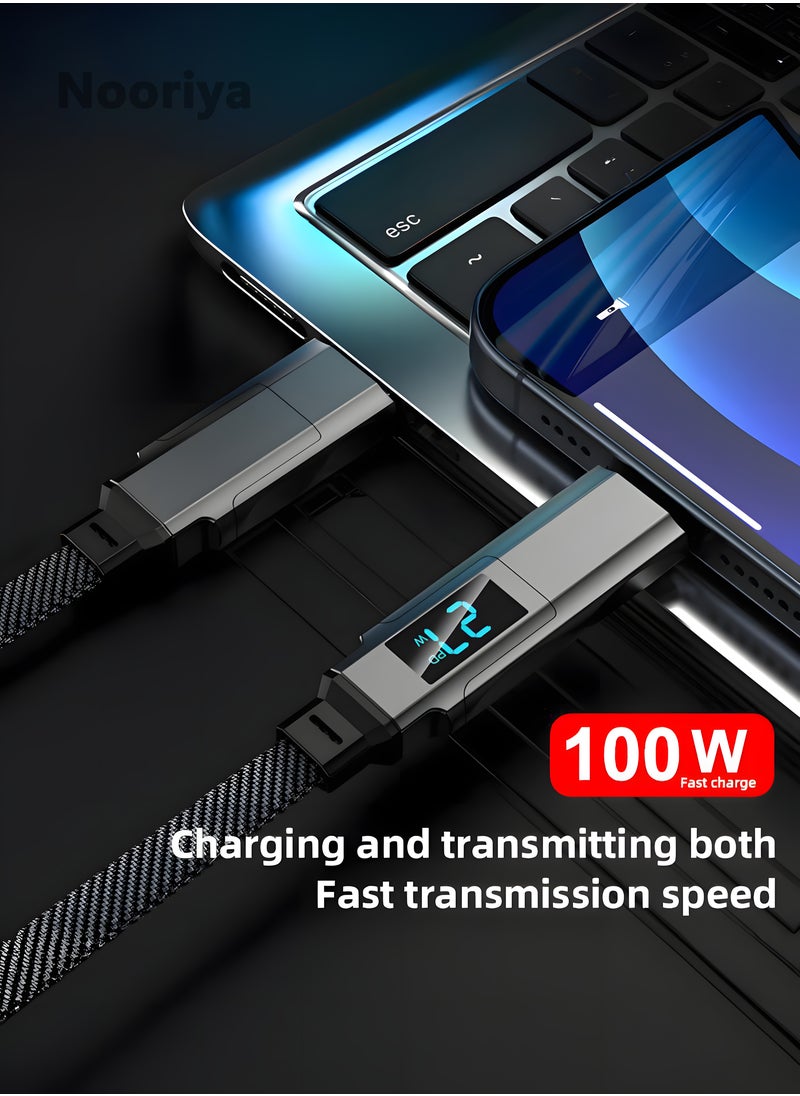 Nooriya - 4-in-1 USB C Fast Charging Cable with LED Display, Multi USBC Charger Combo Lightning/Type C/USB A Metal Ports for iPhone 16/15/14 Pro Max iPad MacBook AirPods Pro Samsung Google (100W, 2M) - Image 1