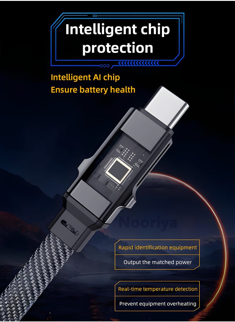 Nooriya - 4-in-1 USB C Fast Charging Cable with LED Display, Multi USBC Charger Combo Lightning/Type C/USB A Metal Ports for iPhone 16/15/14 Pro Max iPad MacBook AirPods Pro Samsung Google (100W, 2M) - Image 1