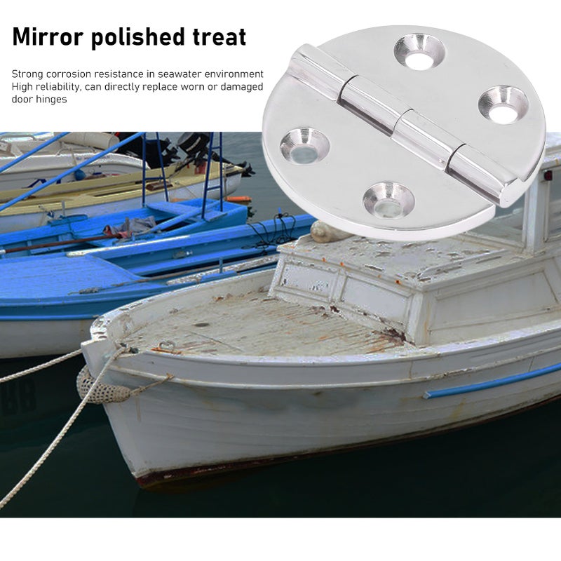 64mm Round Hinge 316 Stainless Steel Mirror Polished Hinges Hole Mounting for Marine Equipment - Image 4